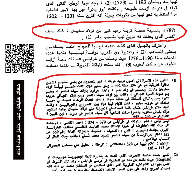 شيخ قبيلة أولاد سليمان سيف النصر - صفحات مِن ذاكرة التاريخ 1201 ـ 1202هـ (1787م)